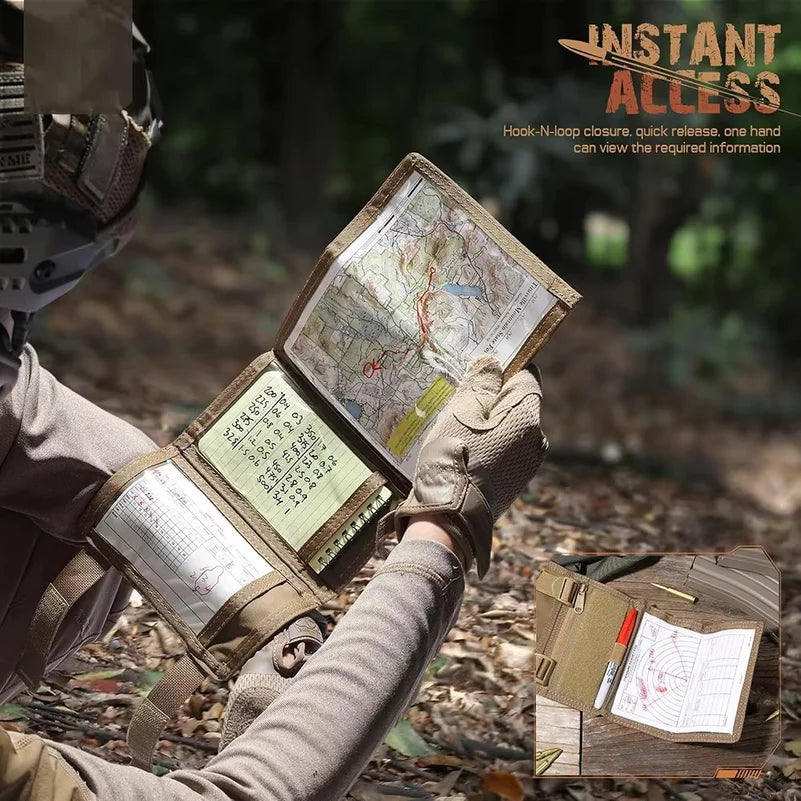 Tactical Map Case Arm Sleeve Wrist Map Holder Wristband Map Pouch DOPE Card Holder for Shooting Hunting Rescue Field Measurement