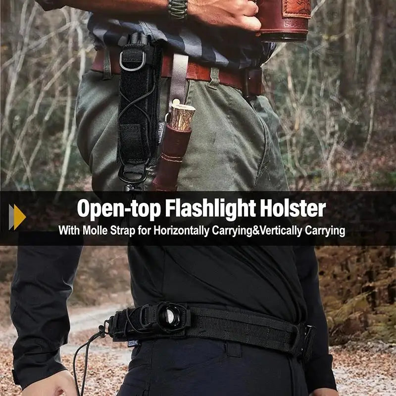 ONETIGRIS Flashlight Holster Molle Flashlight Holder for Belt Tactical Pouch Torch Linear Hand Tool Horizontal Carrying