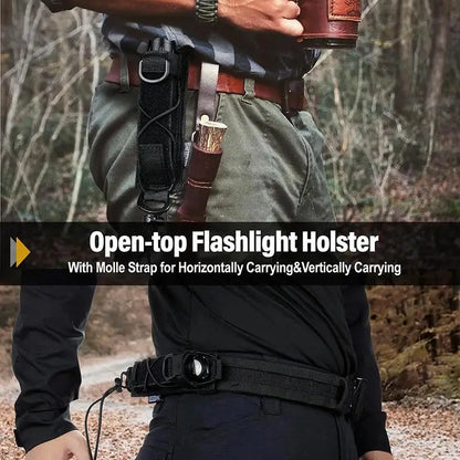 ONETIGRIS Flashlight Holster Molle Flashlight Holder for Belt Tactical Pouch Torch Linear Hand Tool Horizontal Carrying