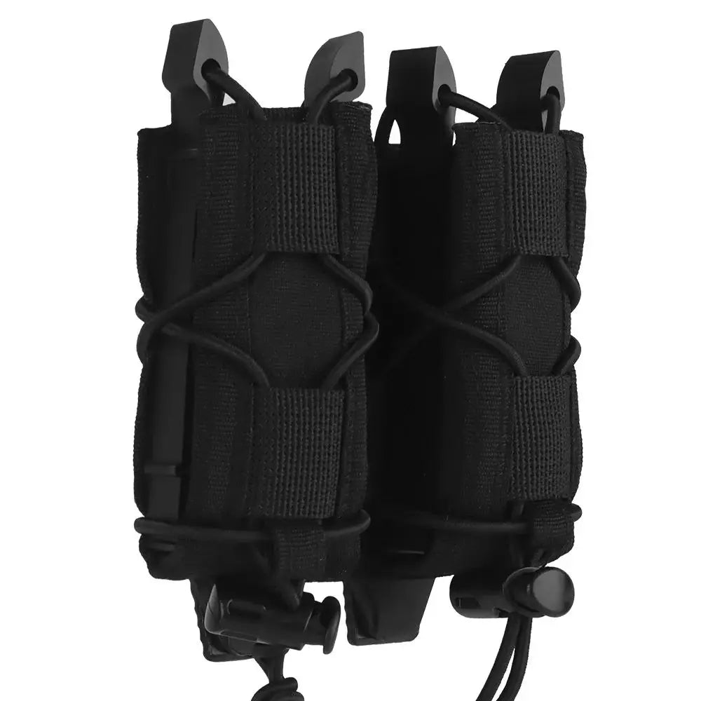1pc MOLLE Mag Pouch FAST 9MM Double Mag Bag Hunting CS Games Air Soft Holder With Nylon Support Clip