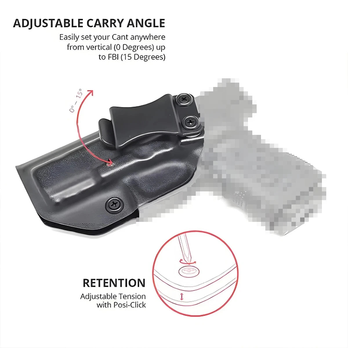 PVC Holster For 1911 Glock 17 19 26 43 43X Tauru M17 P07 P365 PPQ Inside Waistband Concealed Carry Belt Clip Stack Pouch