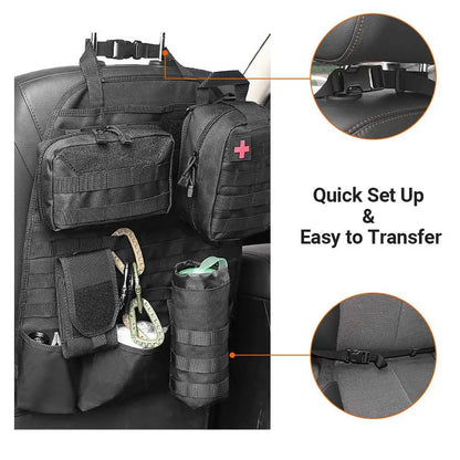 Molle Car Seat Back Organizer Panel Storage Pouch Universal Travel Vehicle Seat Cover Protector EDC Tool Bag Hunting Accessories