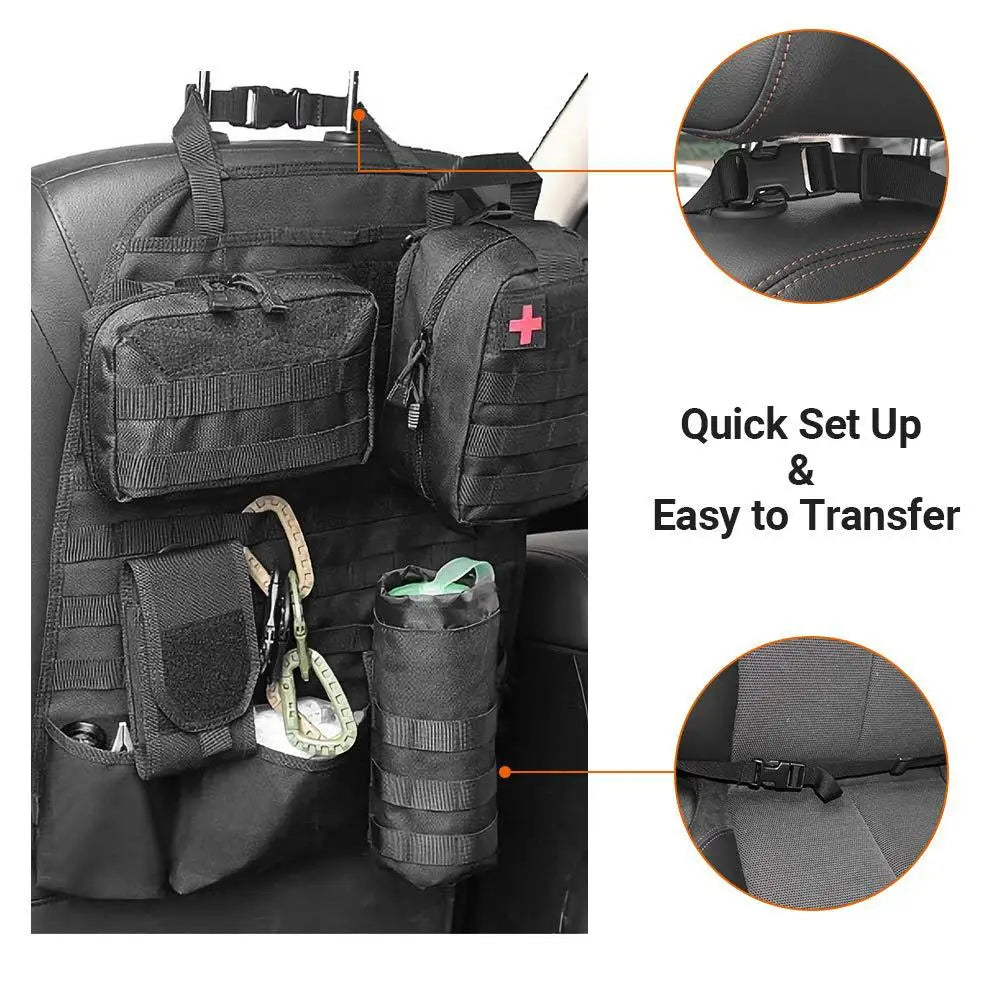 Molle Car Seat Back Organizer Panel Storage Pouch Universal Travel Vehicle Seat Cover Protector EDC Tool Bag Hunting Accessories