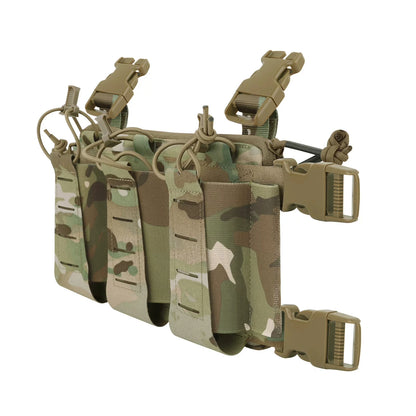 KRYDEX Tactical Triple Magazine Pouch GP Pouch Aifsoft Hunting Chest Rig Accessories Front Elastic Placard For 5.56 Mag Holders