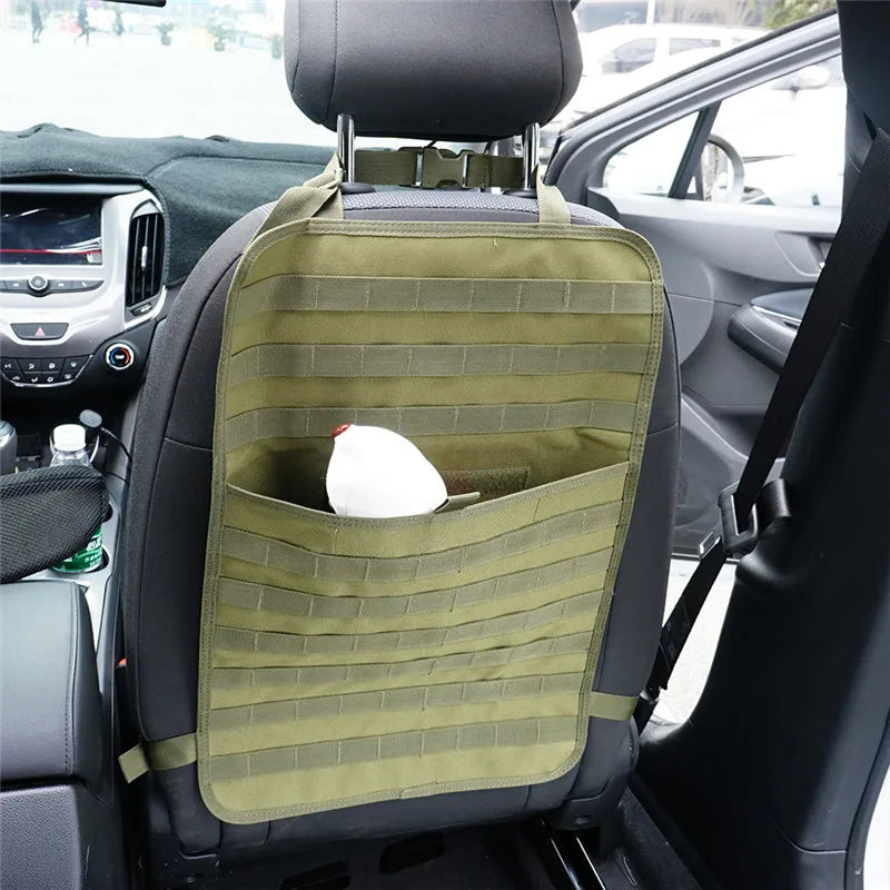 Vehicle Tactical Seat Back MOLLE Panel Car Backseat Organizer Storage Board with Pockets Camping Hunting Outdoor Equipment