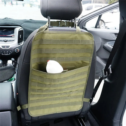 Vehicle Tactical Seat Back MOLLE Panel Car Backseat Organizer Storage Board with Pockets Camping Hunting Outdoor Equipment