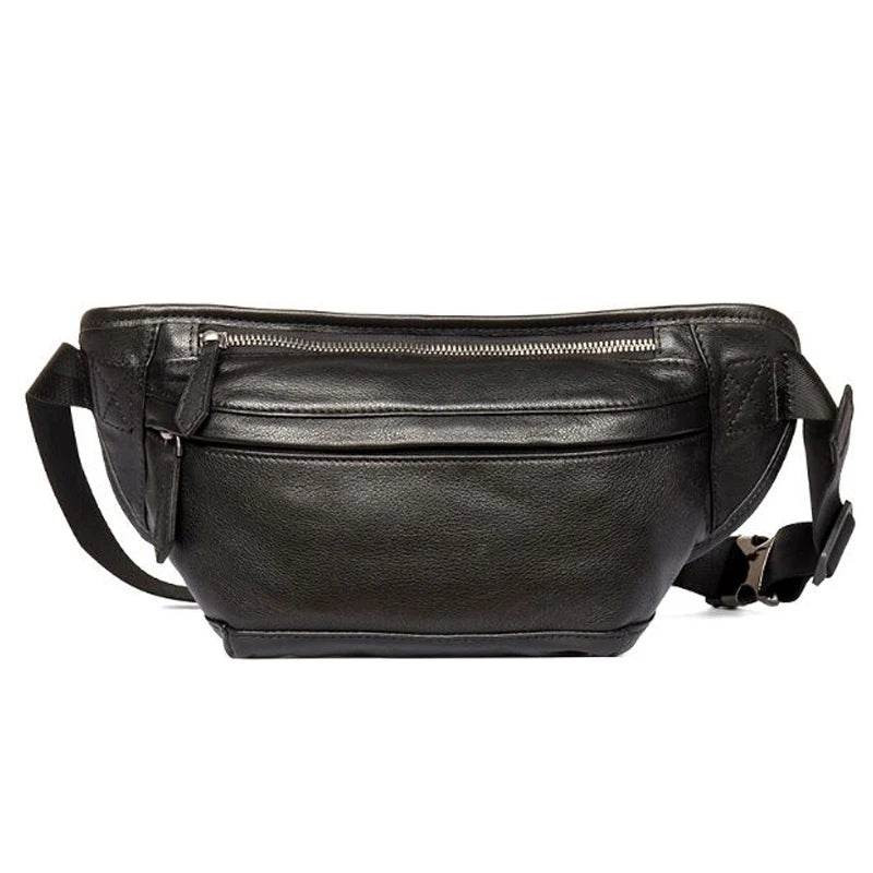 New Fashion Men's Genuine Leather Waist Bag Chest Pack Leather Waist Pack Male Fanny Bag Bum Money Bag MOLLE Belt Bag Pouch