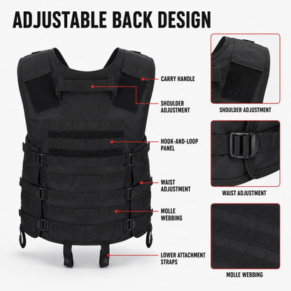 Tactical MOLLE Carrier Vest Lightweight Adjustable Waistcoat with Gear Pockets for Airsoft CS Wargame Hunting Outdoor Training