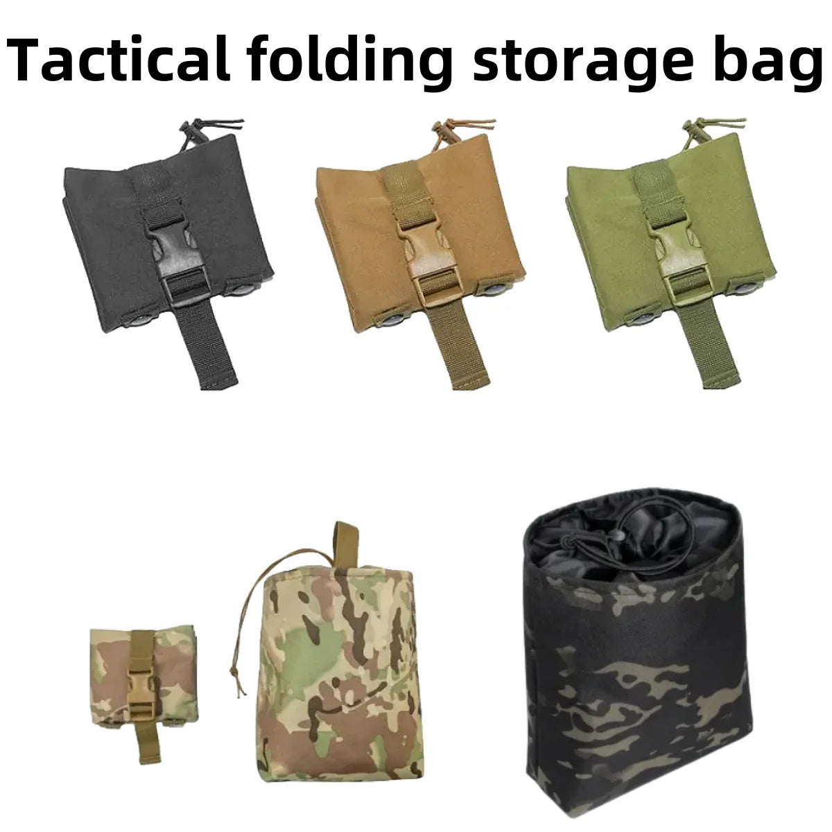 Folding Molle Magazine Dump Pouch Hunting Airsoft Ammo EDC Tool Bag Foldable Utility Recovery Mag Holster