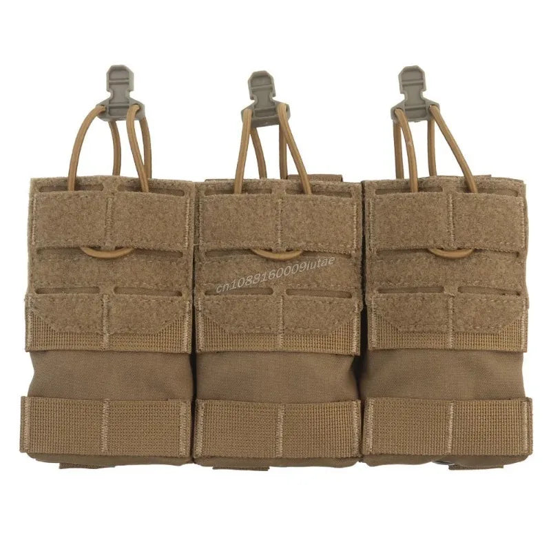 AG 3 MOLLE 5.56 M4 Triple Magazine Pouch Tactical Vest Bungee Retention Plate Carrier Front Placard MAG Holder Bag Airsoft