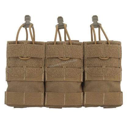 AG 3 MOLLE 5.56 M4 Triple Magazine Pouch Tactical Vest Bungee Retention Plate Carrier Front Placard MAG Holder Bag Airsoft